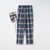 Vêtements de nuit pour hommes 2023 printemps automne hommes coton sommeil bas mâle salon pantalon hommes décontracté Plaid pyjama pantalon loisirs maison S-XXL