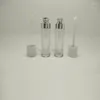 Storage Bottles Empty 6.5ml Lipgloss Tube/Bottles Round White Makeup Containers Custom Logo Lip Glaze Gloss Tubes With Clear Wand 100pcs