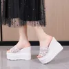 Sandals Women Slippers Summer Sequins Platform Wedge Slides Woman Bling Leather Beach Sandals Open Toe Casual Shoes Ladies Outdoor Shoes T230208
