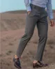 Pantalon d'été décontracté gris foncé pour hommes, pantalon d'affaires pour mariage, coupe cintrée, taille réglable, sur mesure, 2023