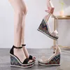 Summer Woman Black Sandals High 12cm Fashion Platform Wedges For Women Gladiator Heels Ladies Shoes T230208 bd83