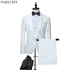 Mens Suits Blazers White Floral One Button Party Wedding Groom Tuxedos Groomsmen 2 Piece Suit Jacket Pants Manlig kostym Mariage Homme 230209