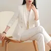 Kadınlar Kadınlar İçin İki Parçalı Pantolon Takım Moda Zarif Set Office Lady Formal Business Sıradan Blazer Pantolon Kıyafetler Büyük boy 230209