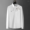 Men's Casual Shirts Personalized Quality Luxury High Jacquard Embroidery Long Sleeve Shirt Men's 2023 Autumn Korean Fashion Slim Large
