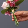 Flores decorativas Simulação Hydenstilha roxa Rosa Bunco de flores falsas noiva de casamento segurando rosas de decoração de seda de buquê de buquê