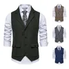 Erkek yelek kahverengi takım tek göğüslü tasarımcı markası kolsuz resmi ceket üst yetişkin elbise smokin 230209