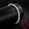Link Chain % S925 Sterling Silver Created Crystal Gemstone Bangle Charm Wedding Bracelet Fine Jewelry Wholesale Drop Shipping G230208