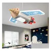 Hanger lampen creatieve ruimte satelliet acryl led kroonluchter voor jongens slaapkamer kinderkamer video arcade hangende lamp home verlichting armaturen dhkbf