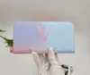 Gradient Color Zippy Long Wallets Women Luxury Bag Sarah Victorine Coin Purse Card Holder Designer Clutch Bags Lady Sunrise Pastel Purses louiseitys viutonity