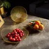 Tallrikar metalltråd Vegetabilisk frukt Snack Basket Desktop Kök Rack Lagring Holder Sweet Fruits Nordic Organizing Art