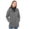 Women's Jackets Cotton Hooded Trench Coat Spring Autumn Jacket Large Size Zipper Loose Drawstring Solid Color ClothingWomen's