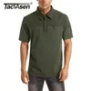 Men S Polos Tacvasen med 2 blixtlåsfickor Taktisk militär kortärmad polo -skjortor Casual Team Work Golf Tops Man Clothing 230208