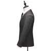 Herrdräkter varumärke Slim Wool Check Suit Men's Classic Three-Piece Banquet Social Wedding Fashion Grey Formal Wear