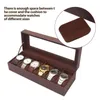 Boîtes de montres 6 fentes en cuir PU vitrine organisateur de bijoux en verre marron2996
