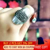 Wedding Rings LEEKER Vintage Unique Shuttle Shaped For Women Antique Silver Color Finger Ring Fashion Jewelry 2023 Arrival 174 LK6