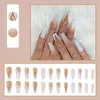 Faux ongles brillant français blanc dégradé longue ballerine cercueil faux ongles conseils amovible Ombre Art couverture complète appuyez sur