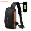 Sac à bandoulière pour hommes sac à bandoulière à la mode USB charge sac de taille mâle sac de poitrine extérieur sac à bandoulière sac à main pour hommes petite sacoche 0209/23