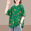 Women's Blouses 4XL Women Spring Summer Shirts Lady Fashion Casual Short Sleeve O-Neck Collar Printing T-shirt Blusas Tops G2004