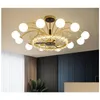 Chandeliers Led Golden Luxury Living Room Chandelier Lighting Nordic Modern Minimalist Bedroom Dining Glass Crystal Drop Delivery Li Dhdde