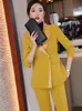 Womens Two Piece Pants Fashion Autumn Winter Women Pant Suit Formal Office Ladies Business Work Wear 2 Set Female Long Sleeve Blazer And Trouser 230209