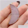 Charms Natural Semiprecious Stone Pendant Moon Shape Rose Quartz Diy Jewelry Making Necklace Bracelet Giftcharms Drop Delivery Dhqjm