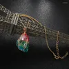 Ketens mode en esthetische kunst zeven kleuren natuursteen wrap kristal hanger transparante multolor ketting ketting meisje sieraden