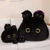 9/15/25CM Small Cuddly Black Cat Plush Doll Cartoon Stuffed Round Ball Cats Plushie Girl's Bag Keychain Pendant Toys LA516