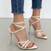 Pumps Heels S Super High Women CM enkel Kruisband Sandalen schoenen Woman Lady Pointy Open Toe Stiletto Heeled Party Shoe T C Trap Andals Hoes Tiletto Hoe