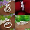 Anelli a fascia Pretty Set For Women Men Bijoux Femme Fashion Jewelry Crystal Engagement Wedding Drop Delivery Dh53J