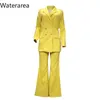 Women Dwuczęściowe spodnie Waterarea Spring Winter Solid Tracksuit Full Sleeve Blazers Suit Office Lady Business Mundlid 230209