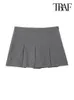 Damesshorts TRAF Damesmode met geplooide shorts Rokken Vintage Hoge taille Rits aan de zijkant Vrouwelijke Skort Mujer 230209