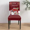 Krzesło okładki świątecznej ciężarówki Snowman Gnome Red Plaid Cover Spandex Stretch Foteing Home Office Decor Decor Zestaw skrzynki