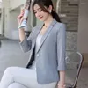 Damskie garnitury wiosenne letnie garnitur damskie 2023 moda koreańska trzy ćwierć rękawowe kurtki Blazer Blazer Casual Slim Ladies Tops