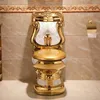 Bath Accessory Set Royal Vintage Golden Plated Color Bathroom Sanitary Ware Luxury Toilet Bowl And Pedestal Wash Basin Sink Ceramic Gold