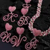 Chaîne à maillons à la mode rose lettre cursive cubaine chaîne Bracelet pour les femmes AAA Prong cubaine chaîne à maillons cristal initiales Bracelets Hip Hop bijoux G230208