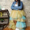 Gonne Chic Mix Color Puffy Tulle Women Sexy High Low Tiered Ruffles Mesh Girls Skirt Wmen Birthday Wear