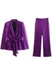 レディースツーピースパンツklkxmyt traf blazer set woman2 s suit autunt fashion satintied sets onfits 230209