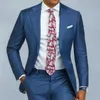 Trajes para hombres Blazers azules azules formales ajustados con solapa de muesca de 2 piezas esmoquin de boda para padrinos de moda masculina pantalones de chaqueta 230209