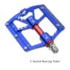 Bike Pedals Aluminum alloy Bicycle Pedals Folding Mountain Bike Pedals Lightweight 341g Titanium / Blue / Red / Black 3 Sealed Bearing Pedal 0208