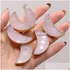 Charms Natural Semiprecious Stone Pendant Moon Shape Rose Quartz Diy Jewelry Making Necklace Bracelet Giftcharms Drop Delivery Dhqjm