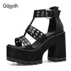 Per scarpe da rock in stile sexy gdgydh party blakc bloccano sandali sandali da donna con cerniera estiva calzatura gladiatore t