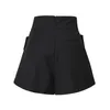 Shorts Feminino Cinto de Lã Preto Caqui Quente Mulheres Inverno Engrossado Cintura Alta Linha A Botas de Perna Larga Meninas Calças Curtas Elegantes