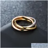Bandringen Japan en Zuid -Korea Roestvrij staal Fashion Classic Style Three Generation Color 3 Buckle Ring So DHKFS