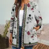 Kvinnorjackor Kvinnor Päls Floral Printed Jacket Retro Lång ärm Loose Vintage Ethnic Style Cardigan Ladies Spring Outerwear Harajuku Chic