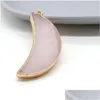 Charms Natural Semiprecious Stone Pendant Moon Shape Rose Quartz Diy Jewelry Making Necklace Bracelet Giftcharms Drop Delivery Dhqjm