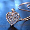 Pendant Necklaces Love Heart Shape Chain Necklace For Women Cubic Zirconia Leaf Feather Jewelry CollierPendant NecklacesPendant