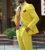 Trajes de hombre amarillo doble botonadura para hombre boda fiesta de negocios desgaste esmoquin a medida llegada 2 piezas chaqueta pantalones traje Homme