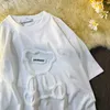 Women's T-Shirt Women T-shirts Harajuku Girls Plus Size Tops Letter Jacquard O-Neck Short Sleeves Loose Summer T-shirt Bear White Tees Clothes Y2302