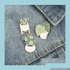 핀 브로치 핀 귀여운 식물 녹색 금속 핀 에나멜 여성 남성 선물 패션 Jewlery 드롭 배달 보석 Dhet9 Dhkjh