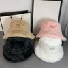 Fashion Designer Bucket Hats Men and Women Autumn and Winter Plush Solid Color Warm Metal Triangle Hat